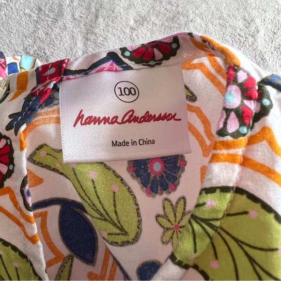 Hanna Andersson Retro Floral Tiered Long Sleeve Twirl Dress Velvet Ribbon Accent - Picture 3 of 12